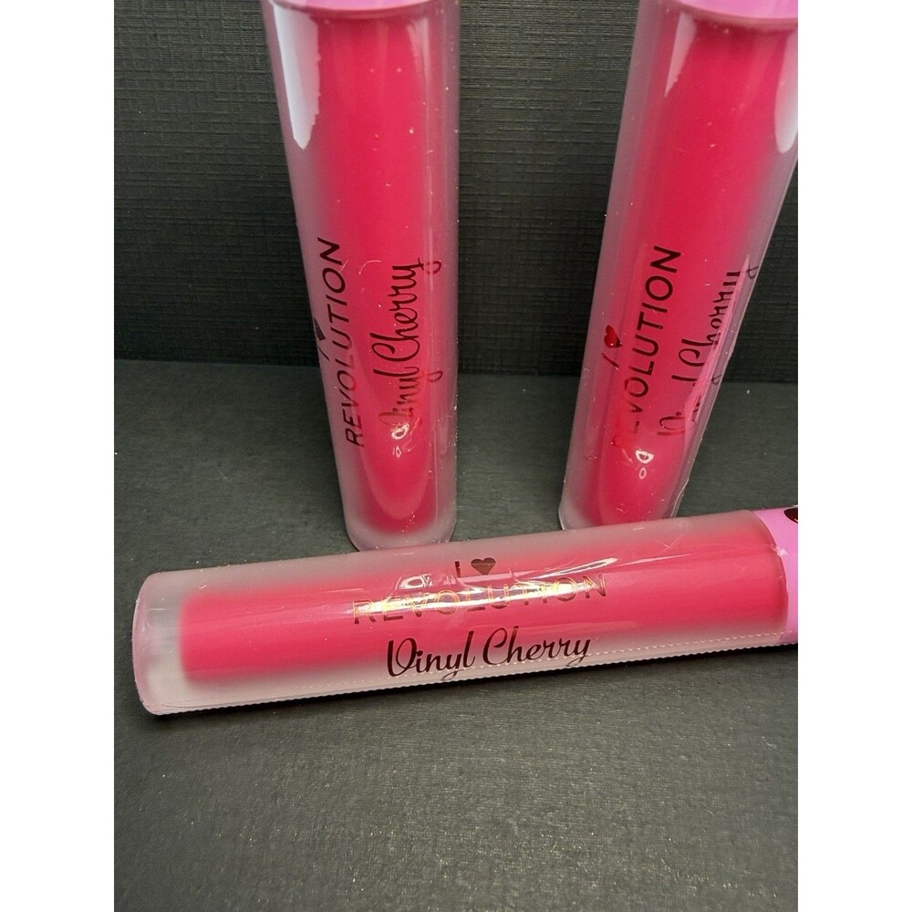 I Heart Revolution Vinyl Cherry Liquid Lipstick Black Forest – 3‑Pack High Shine - Picture 2 of 4